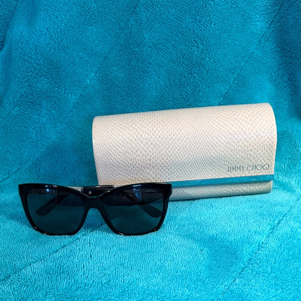 Jimmy Choo Black Sunglasses with Cream Case